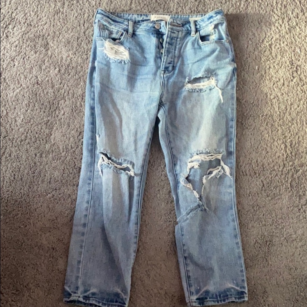 Distressed mom jeans
